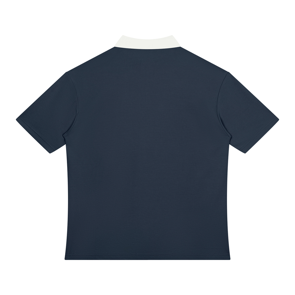 Unisex Color Block Quarter-Zip Polo Shirt