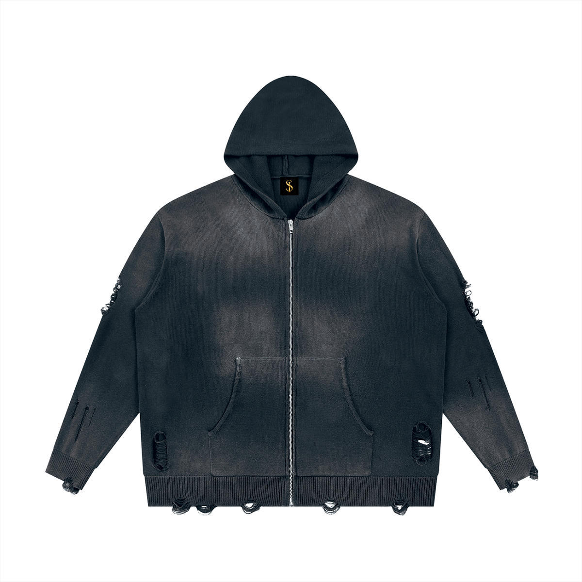 Unisex SI Distressed Full Zip Sweater