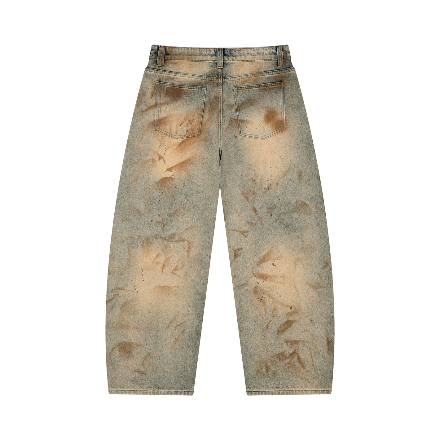 Men’s Vintage brown splashed Wash Barrel Leg Jeans
