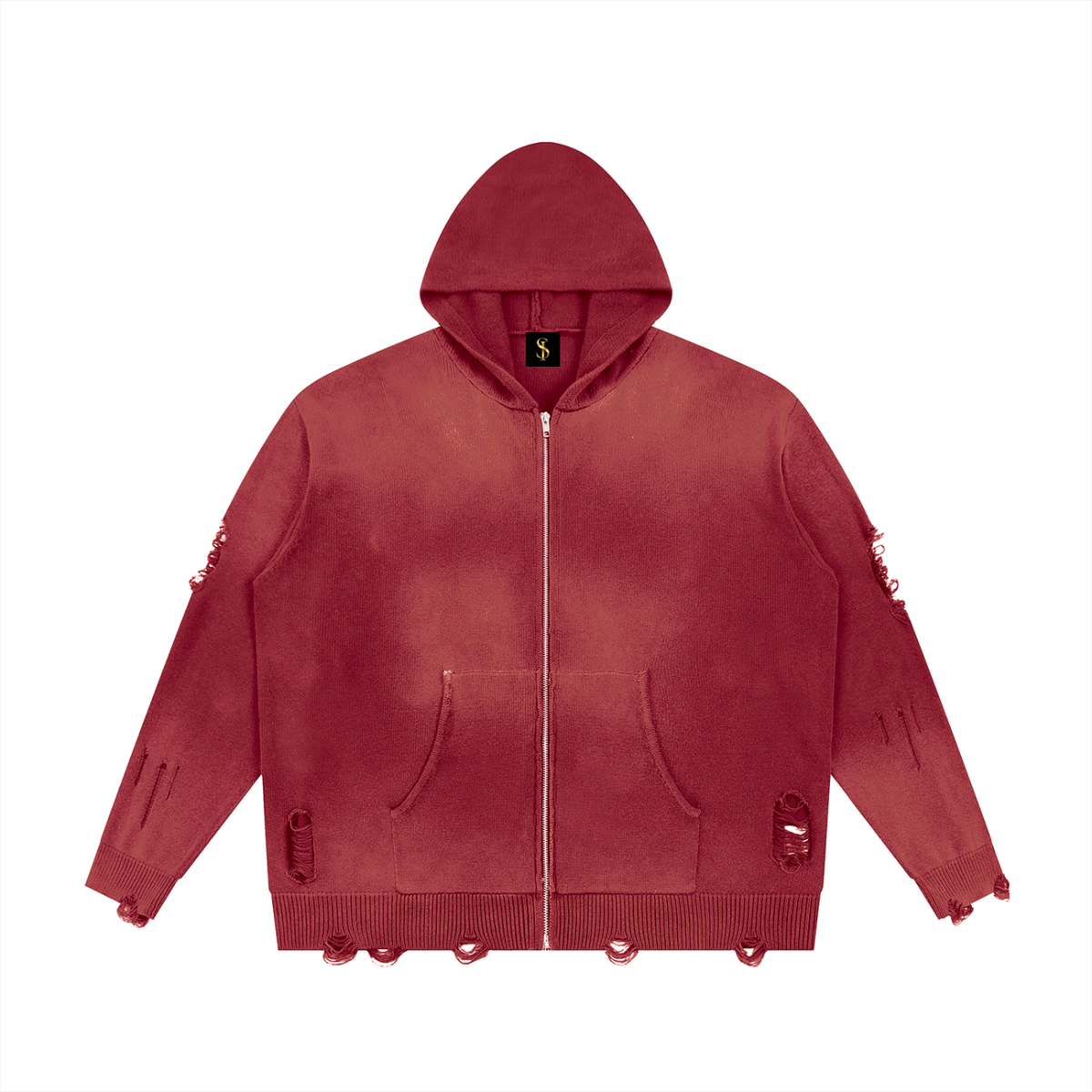 Unisex SI Distressed Full Zip Sweater