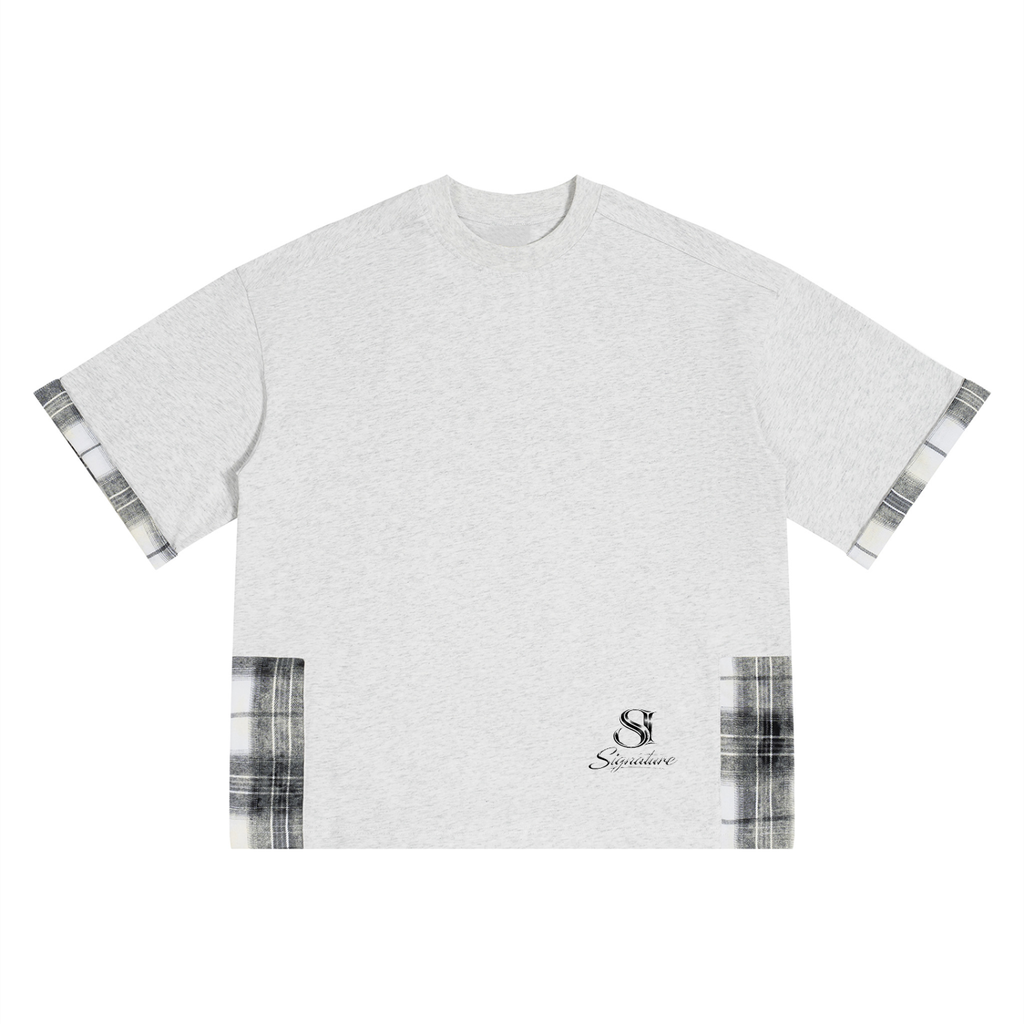 Unisex Plaid Paneled T-Shirt