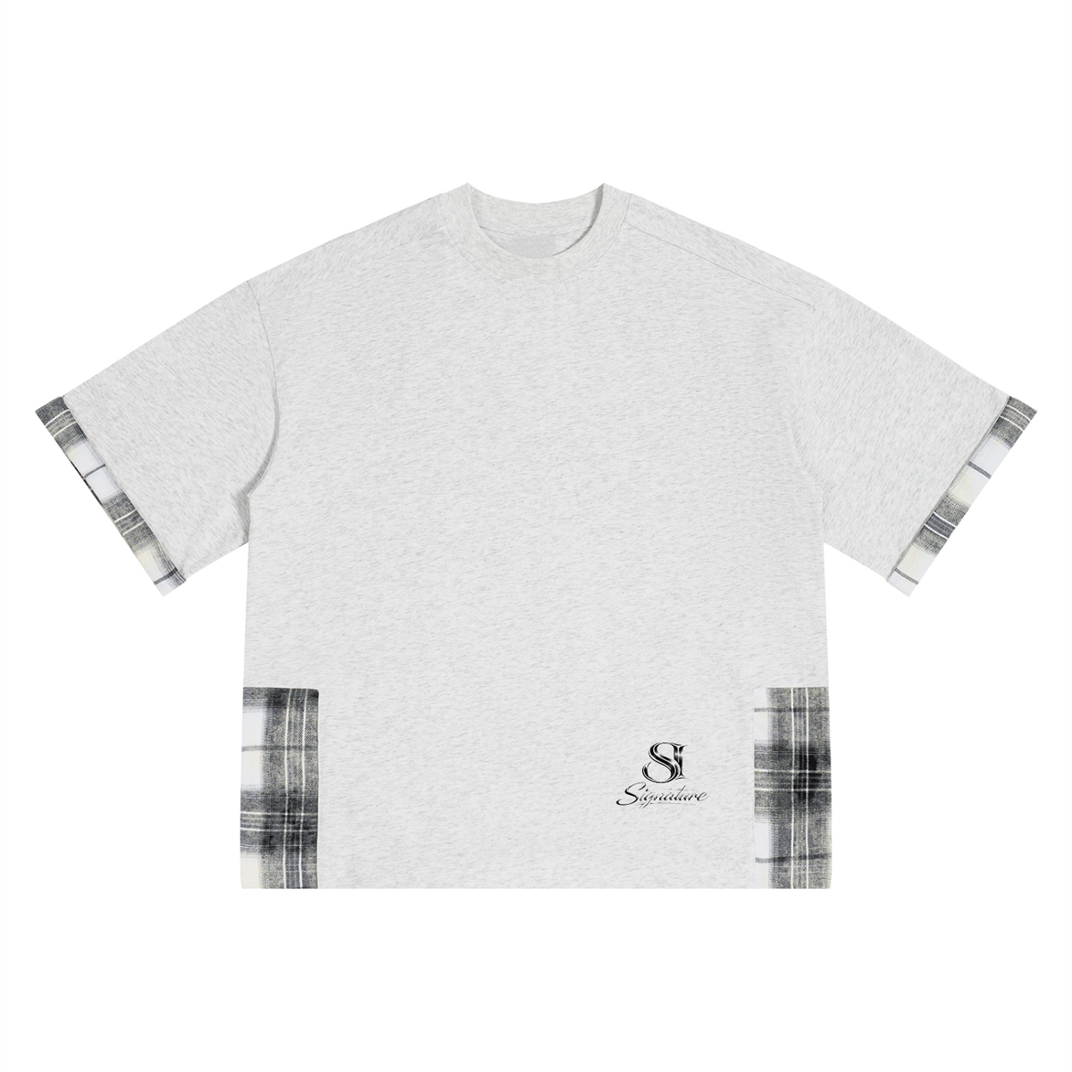 Unisex Plaid Paneled T-Shirt
