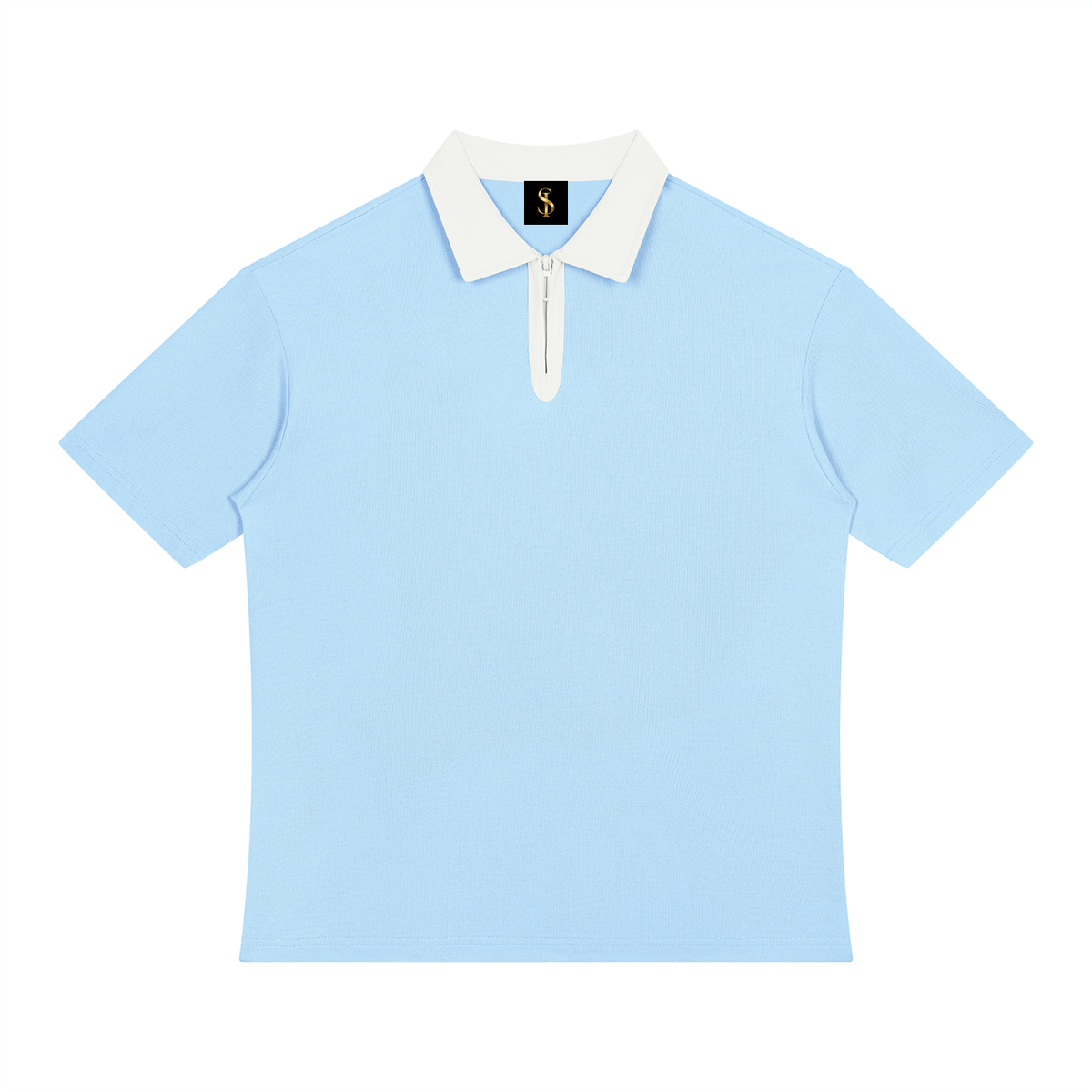 Unisex Color Block Quarter-Zip Polo Shirt