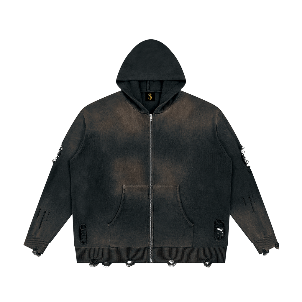 Unisex SI Distressed Full Zip Sweater