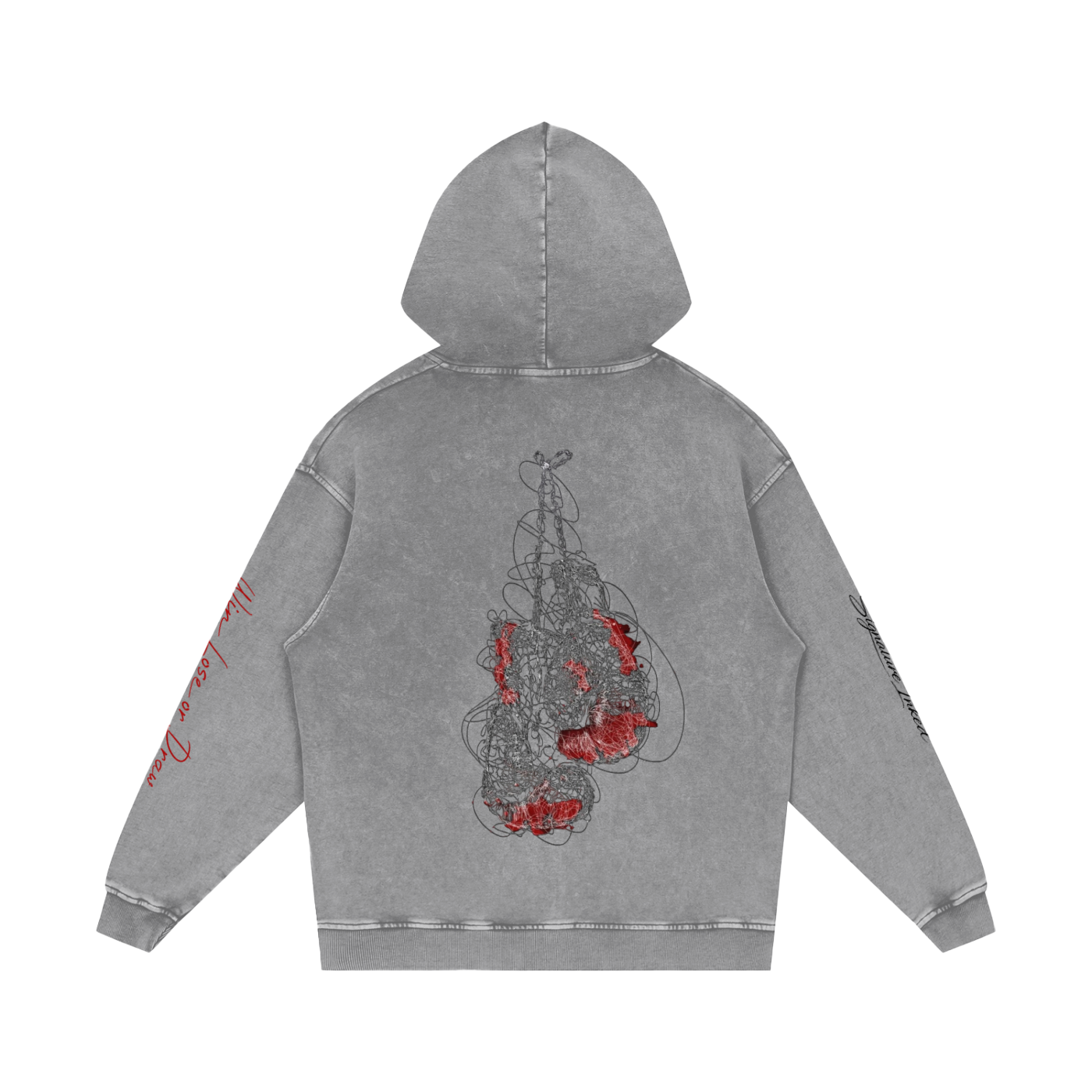 OG Fighter Snow Washed Loose Cotton Hoodie