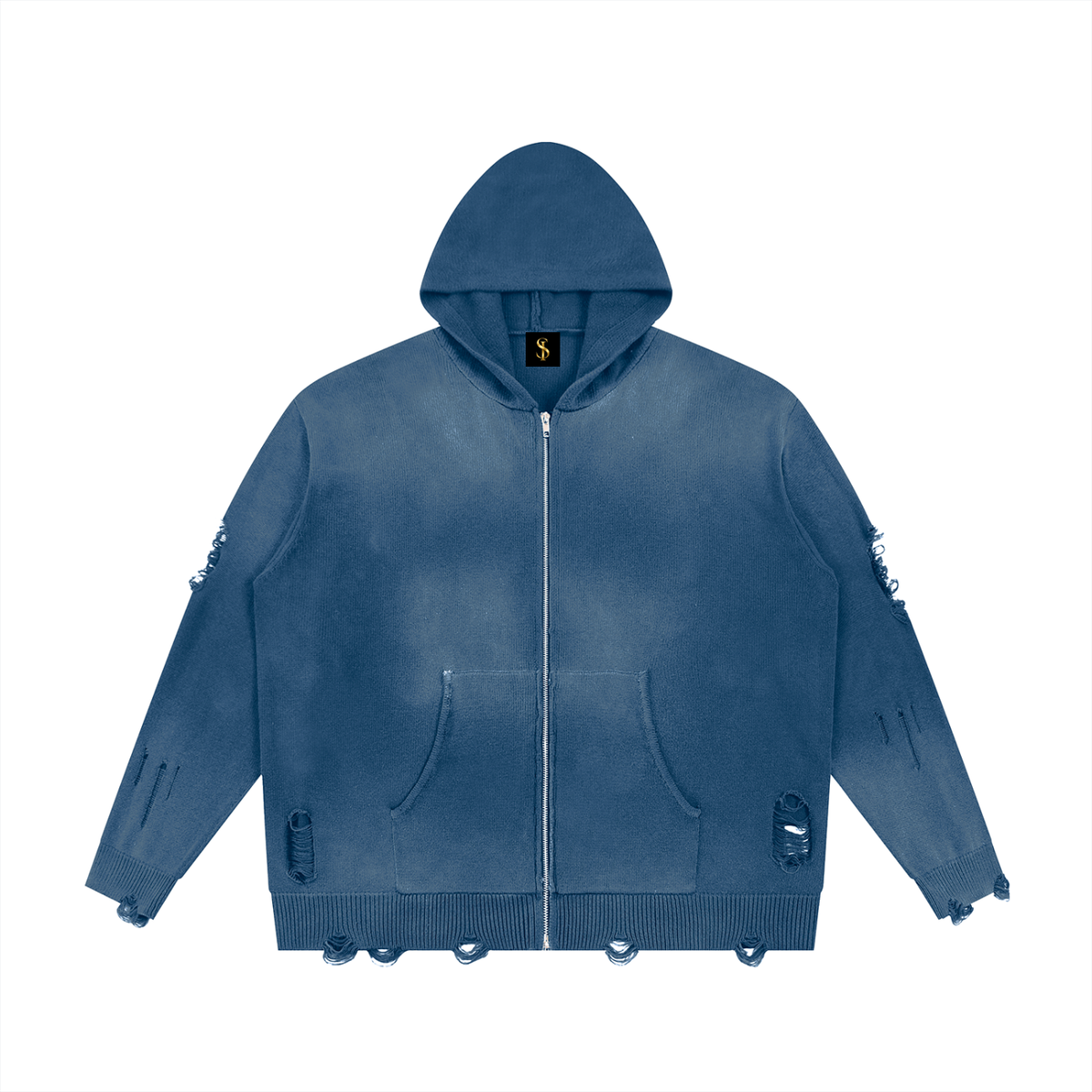 Unisex SI Distressed Full Zip Sweater