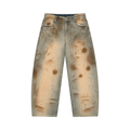 Men’s Vintage brown splashed Wash Barrel Leg Jeans