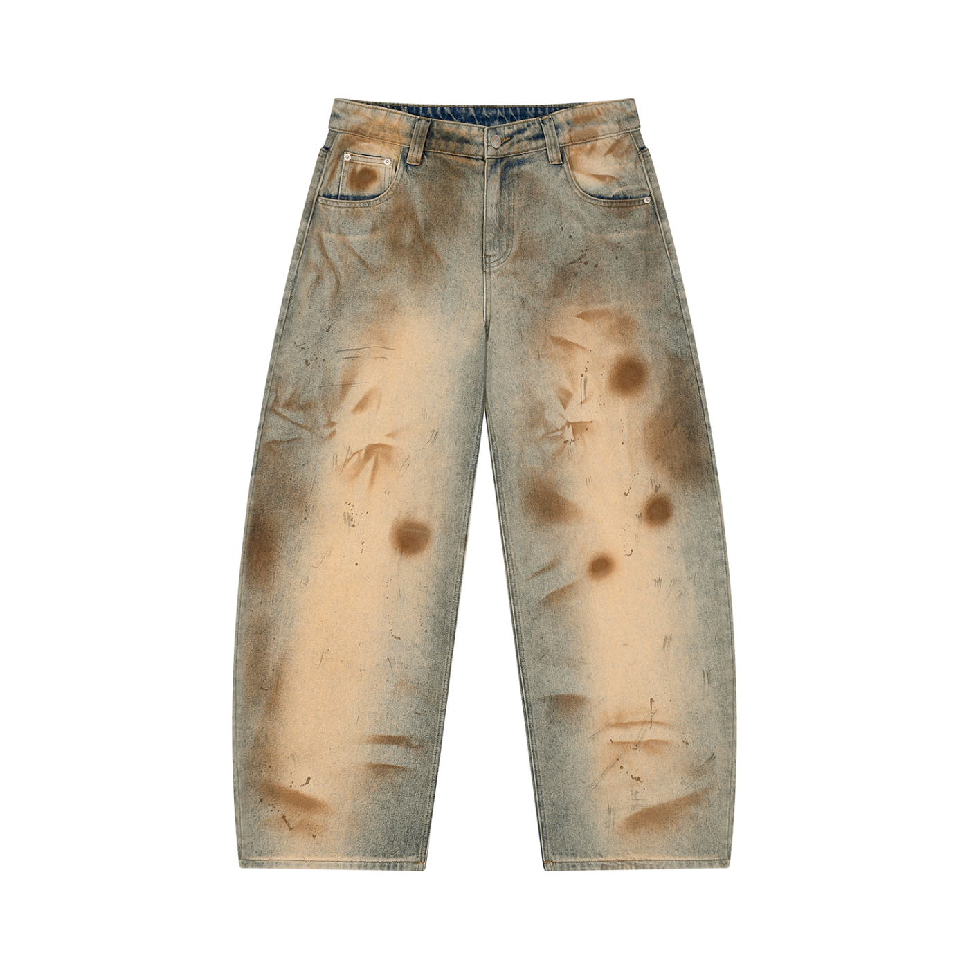 Men’s Vintage brown splashed Wash Barrel Leg Jeans