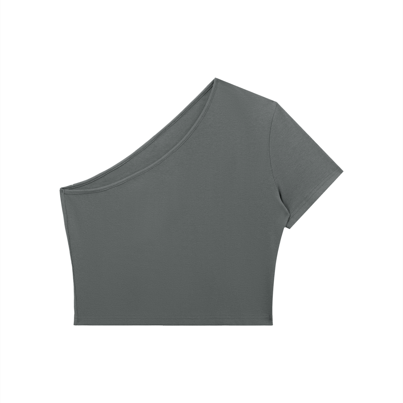 Women's One-Shoulder Plain Crop T-Shirt
