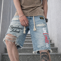 Signature Inked Unlimited Distressed Longline Denim Shorts