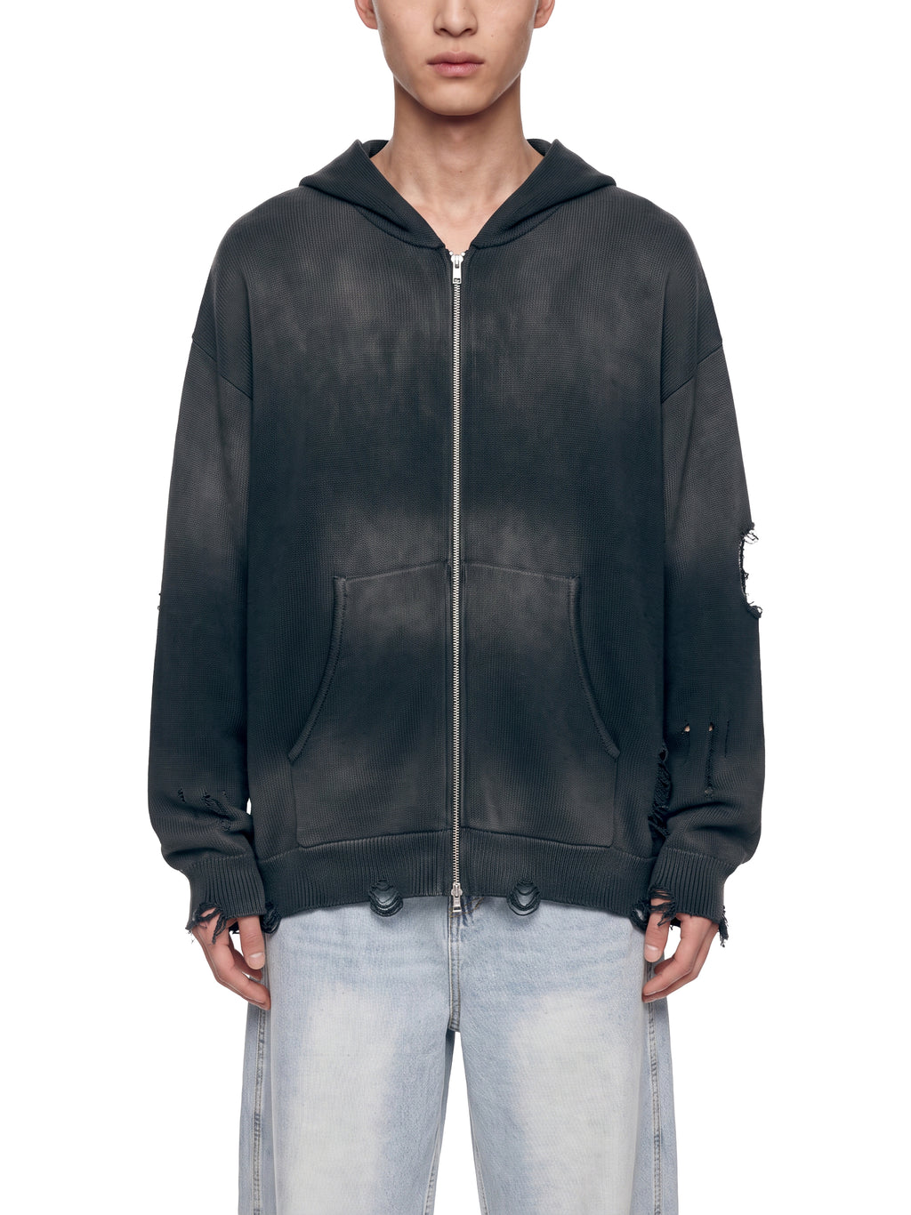 Unisex SI Distressed Full Zip Sweater