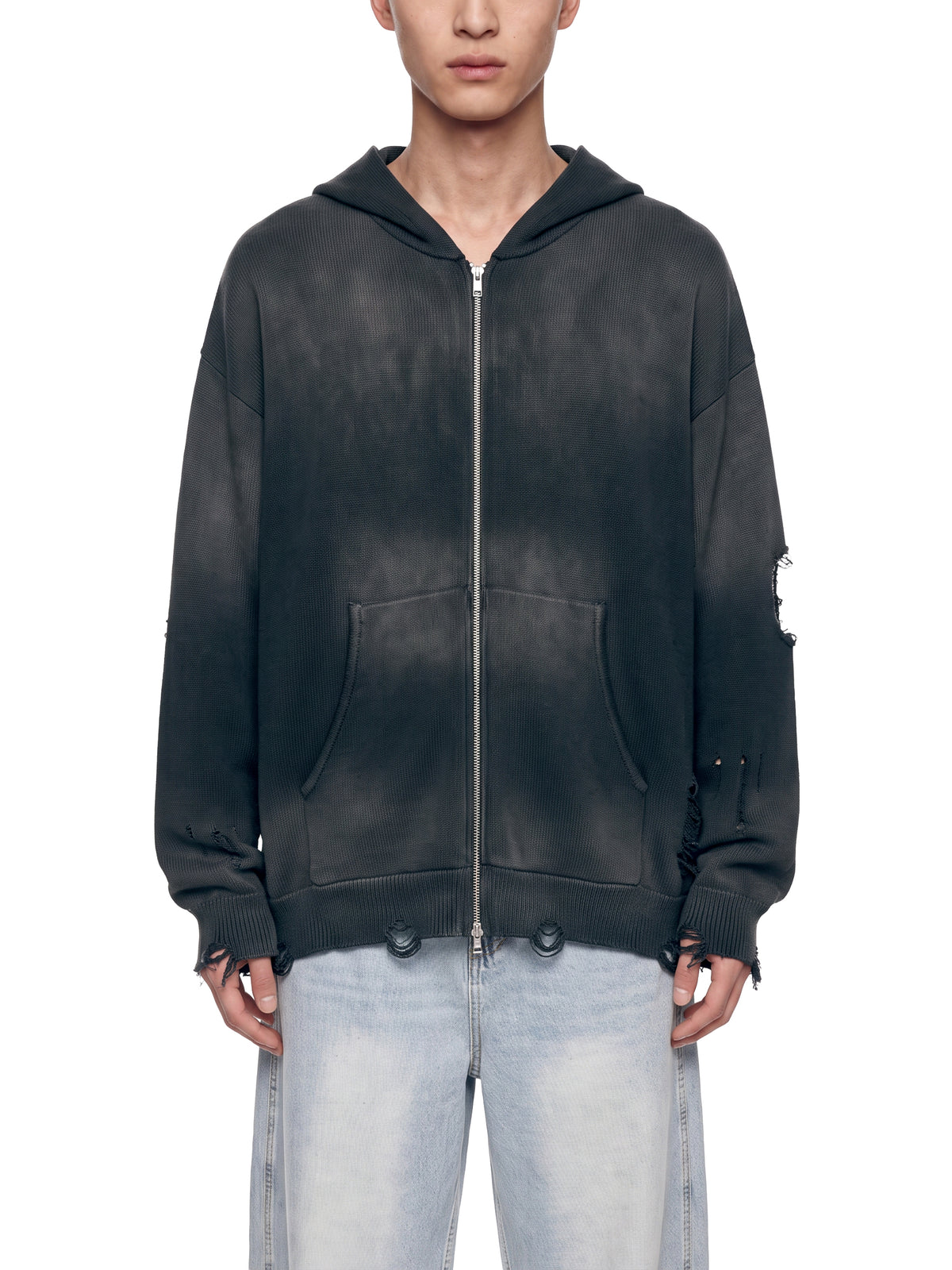 Unisex SI Distressed Full Zip Sweater