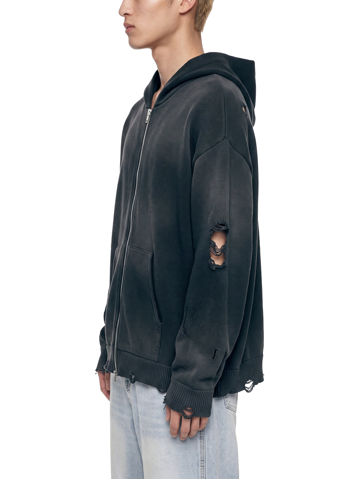 Unisex SI Distressed Full Zip Sweater