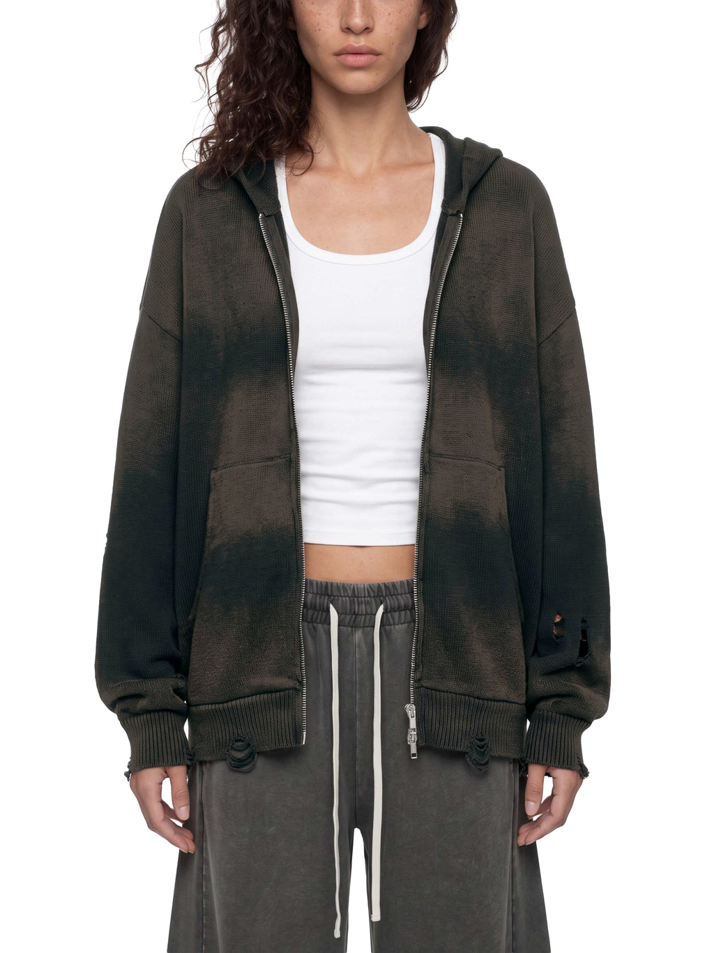 Unisex SI Distressed Full Zip Sweater