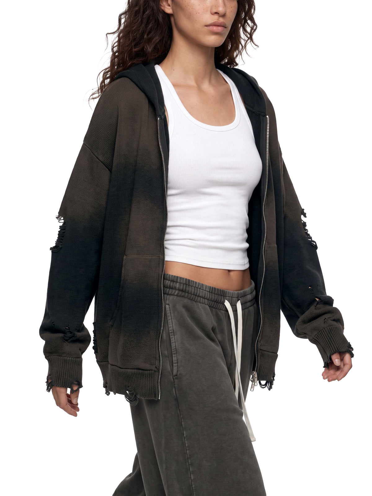 Unisex SI Distressed Full Zip Sweater