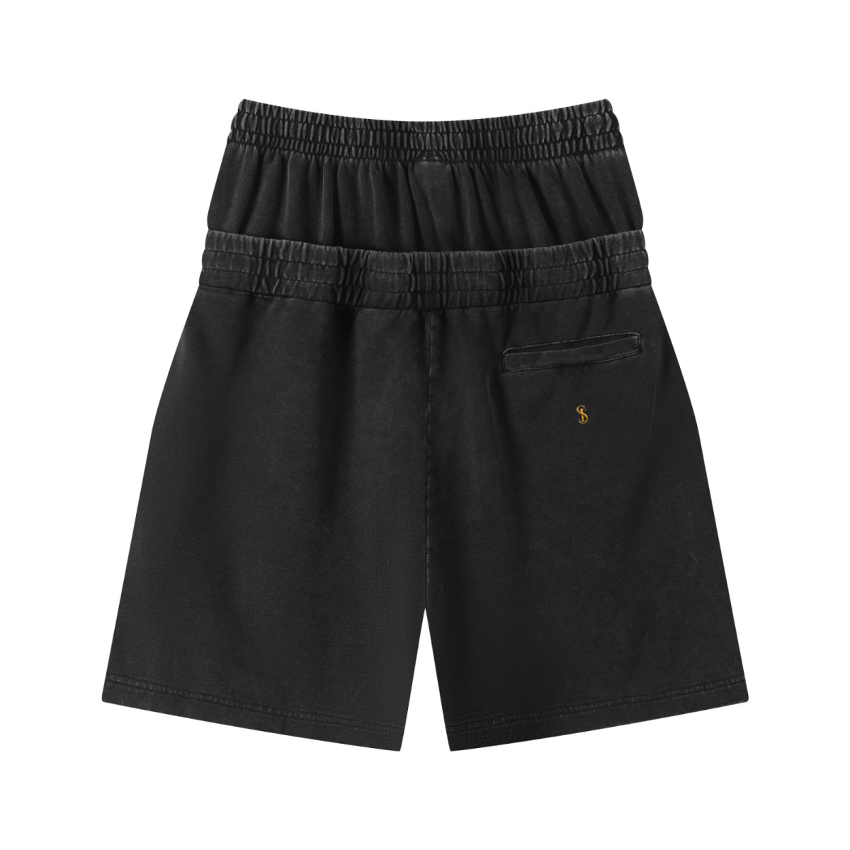 320GSM Heavyweight Cotton Slub Snow Wash Relaxed Fit Shorts Vintage Black