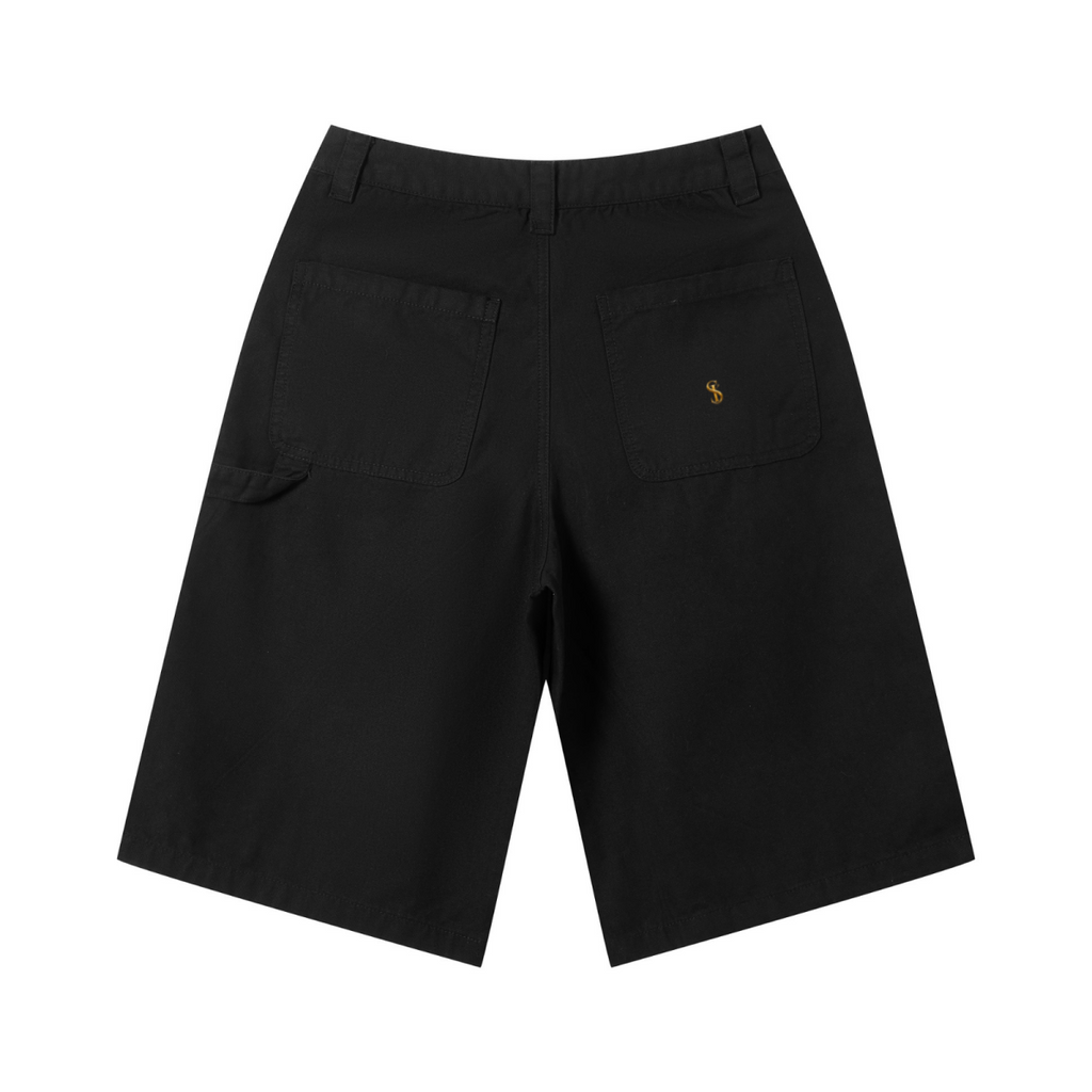 310GSM Heavyweight Cotton Enzyme Washed Distressed Workwear Pants Black