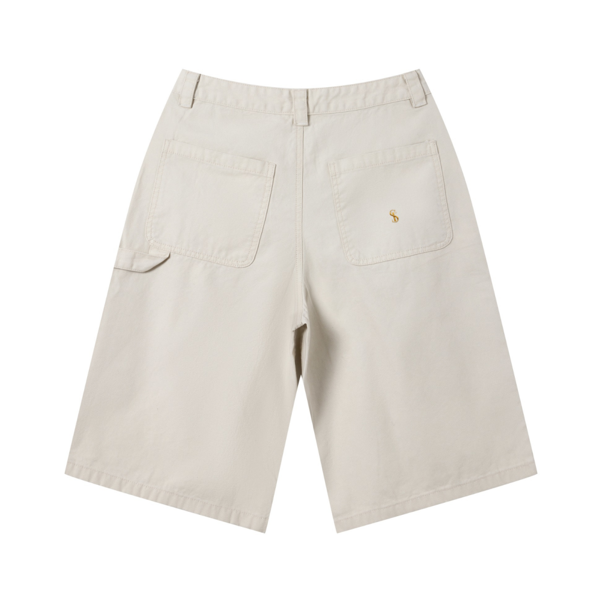 310GSM Heavyweight Cotton Enzyme Washed Distressed Workwear Pants Milk Tea White