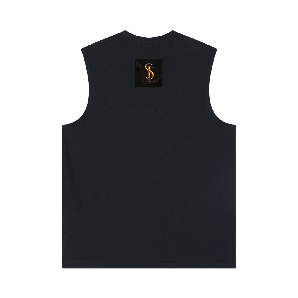 230GSM Unisex Ice-Feel Cooling Solid-Color Crew Neck Tank Top Black
