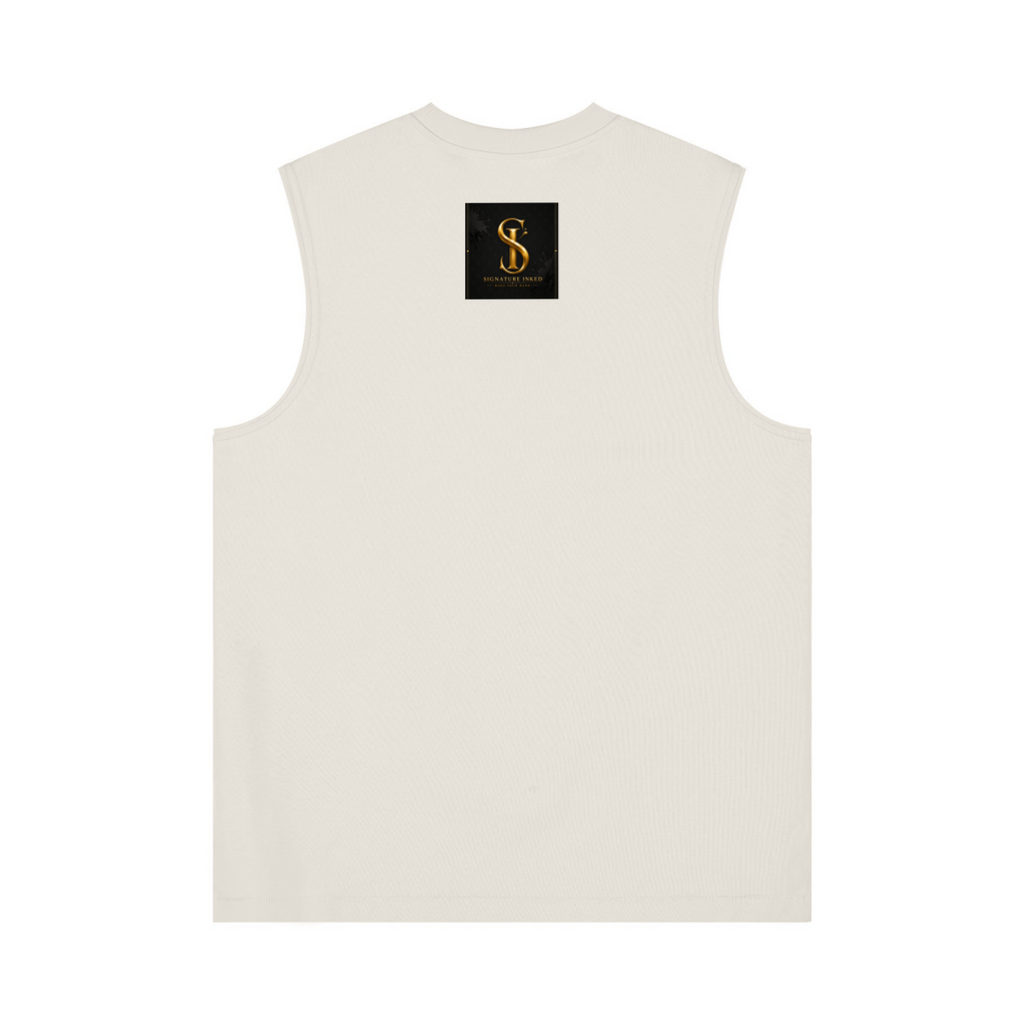230GSM Unisex Ice-Feel Cooling Solid-Color Crew Neck Tank Top Beige Apricot