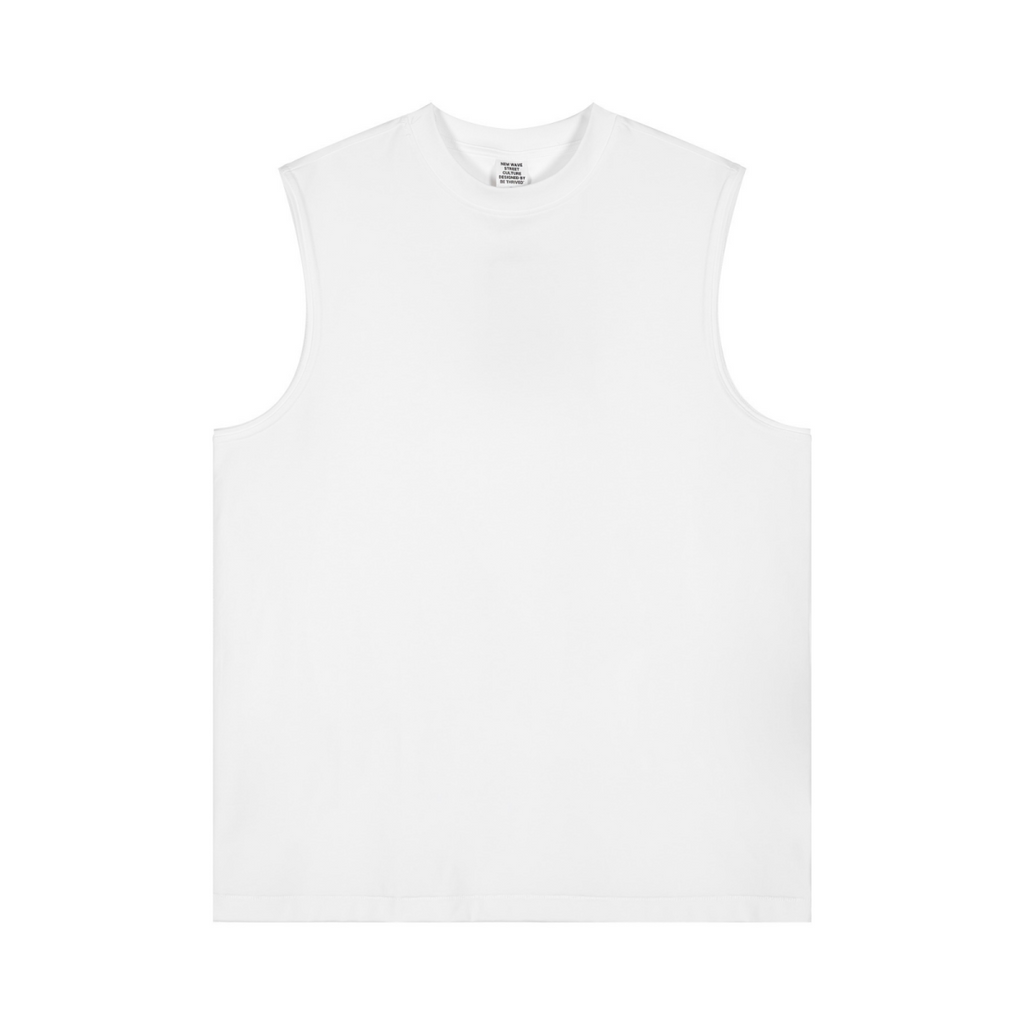 230GSM Unisex Ice-Feel Cooling Solid-Color Crew Neck Tank Top White