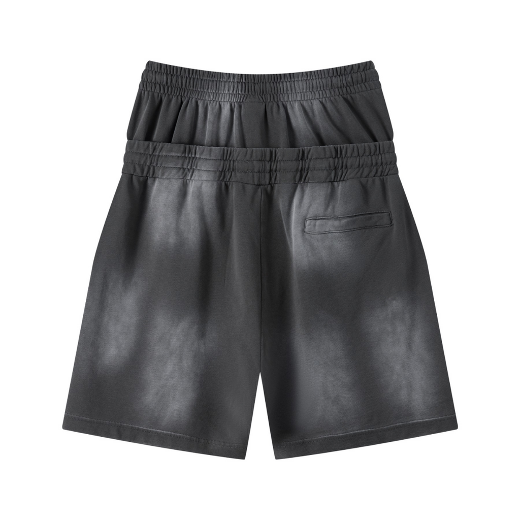 320GSM Heavyweight Cotton Slub Spray Wash Relaxed Fit Shorts Vintage Dark Gray