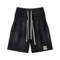 320GSM Heavyweight Cotton Slub Spray Wash Relaxed Fit Shorts Vintage Black