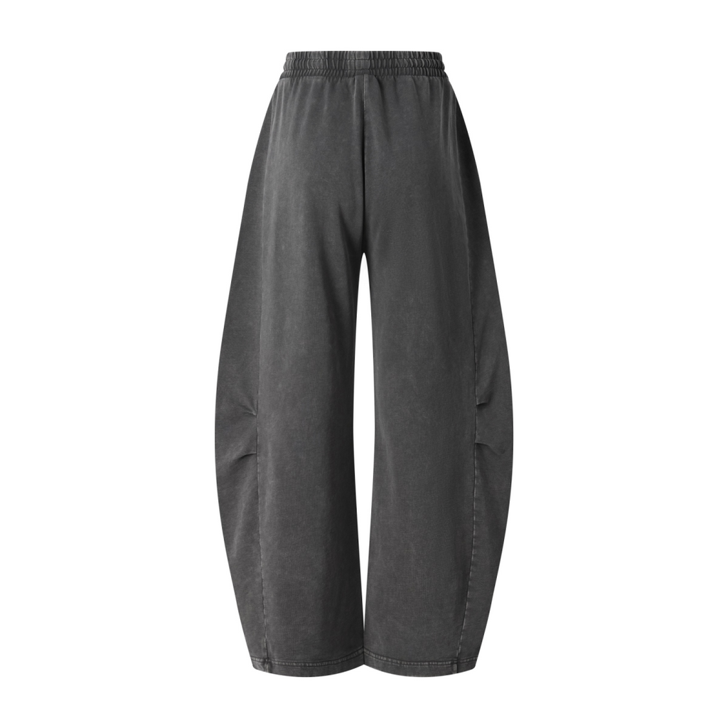 320GSM Heavyweight Cotton Slub Snow Wash Curved Leg Pants Vintage Dark Gray