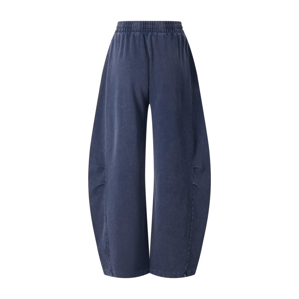 320GSM Heavyweight Cotton Slub Snow Wash Curved Leg Pants Vintage Royal Blue
