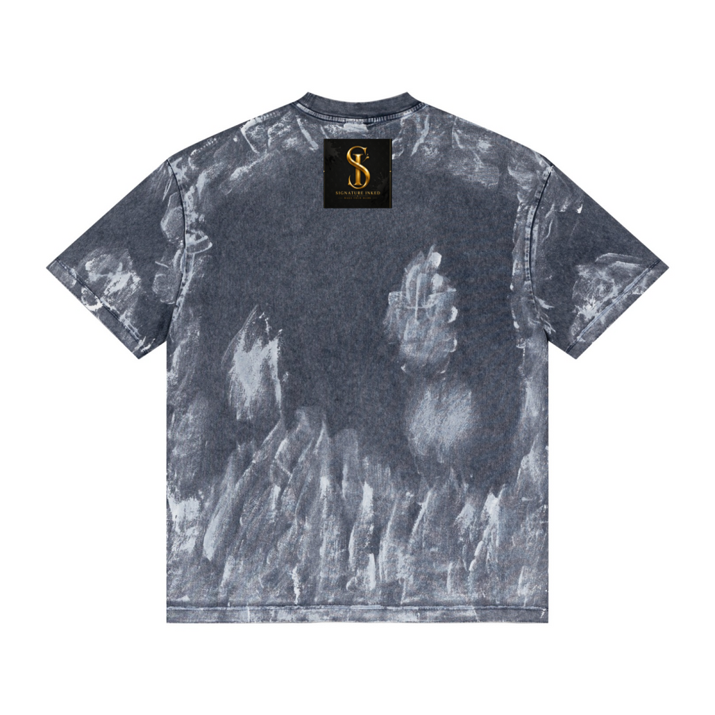 260GSM Unisex Painted Pigment-Wash T-shirt Royal Blue