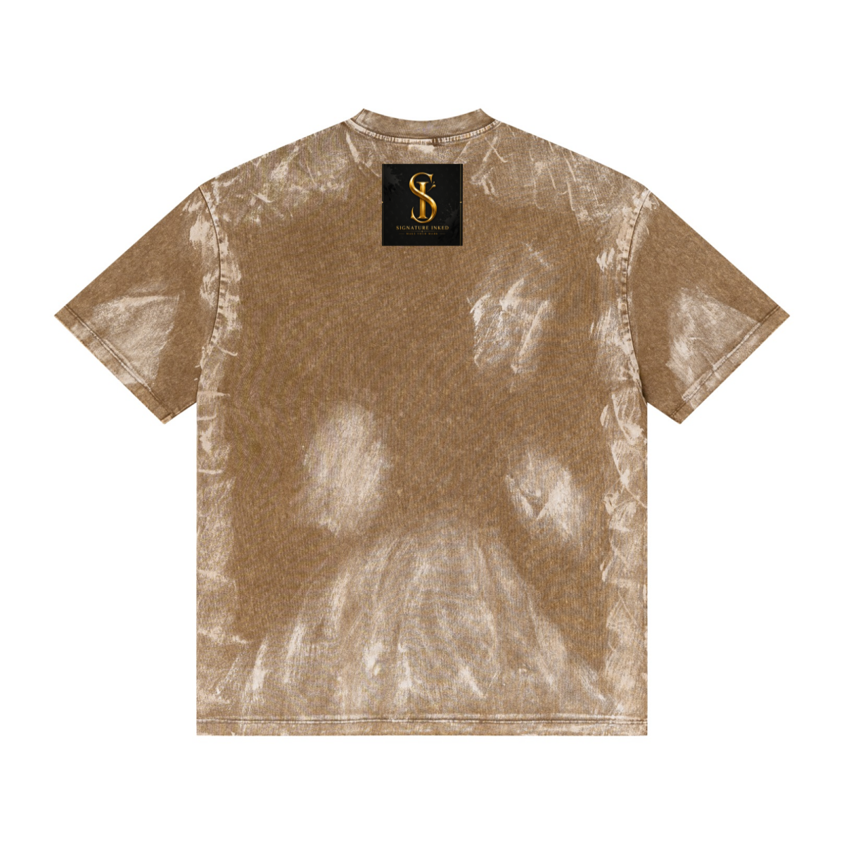 260GSM Unisex Painted Pigment-Wash T-shirt Coffee Brown