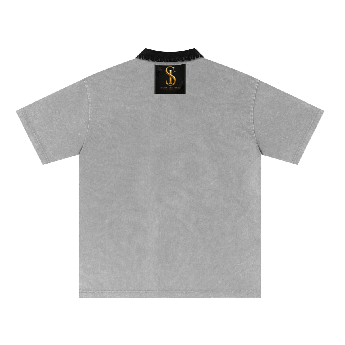285GSM Unisex Vintage-Washed Unisex  100% Cotton Twill Polo T-Shirt Medium Grey Black