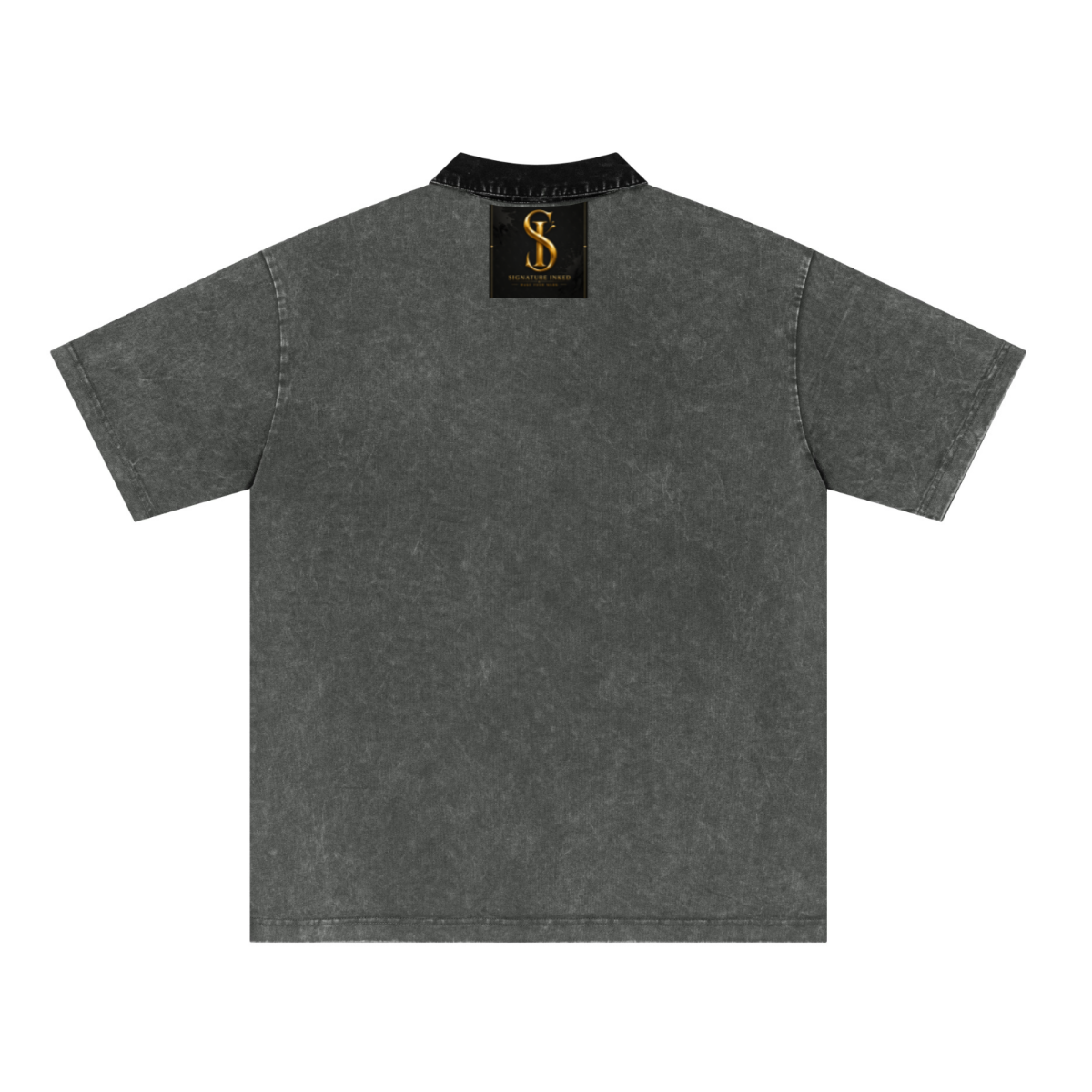 285GSM Unisex Vintage-Washed Unisex  100% Cotton Twill Polo T-Shirt Dark Grey Black