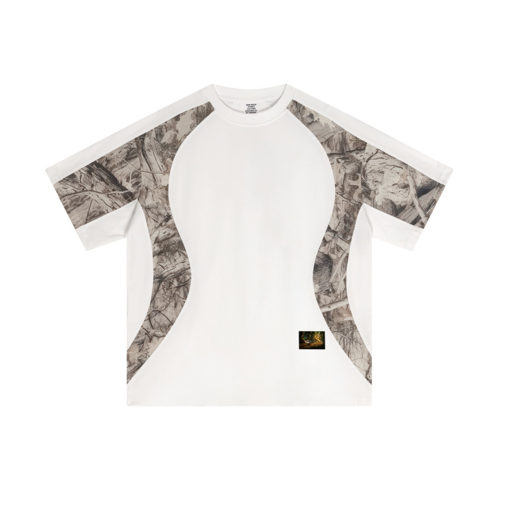 240GSM Men’s Camouflage Structured Panelled T-shirt White